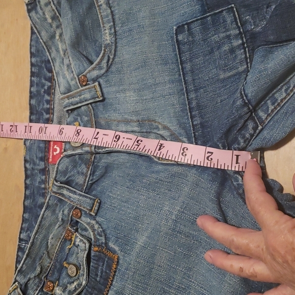 VINTAGE TRUE RELIGION DISTRESSED FLARE PATCHWORK JEANS SZ 8/29 - Picture 6 of 12
